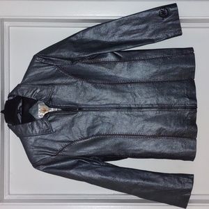 Ameri Mode Metallic Pewter Leather Blazer